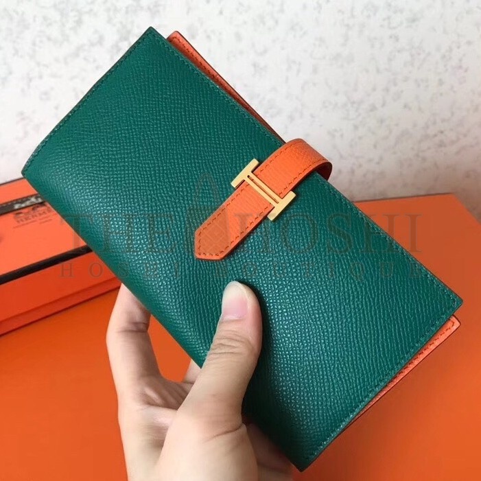 H**me5 Bi-Color Epsom Bearn Wallet Malachite/Orange Master Quality