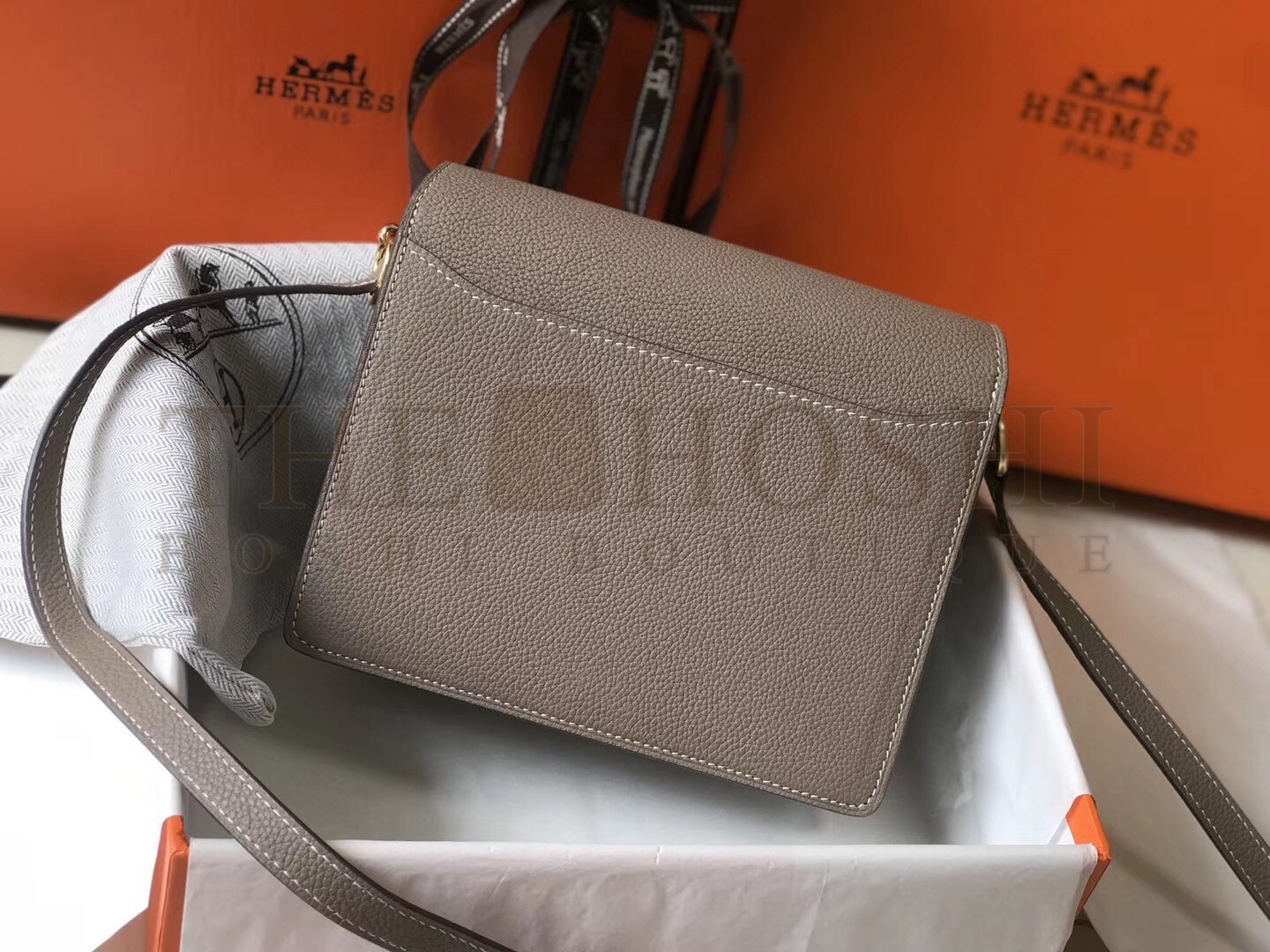 H**me5 Mini Sac Roulis 18cm Bag In Grey Evercolor Calfskin Master Quality