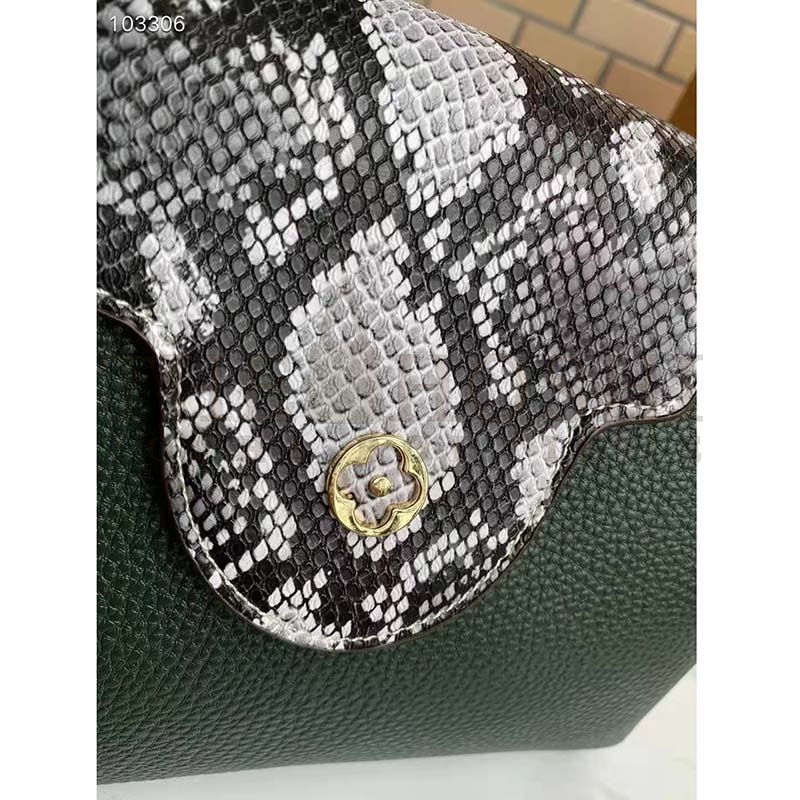 L0vis Vvtt0n LV Women Capucines Mini Handbag Green Taurillon Leather Python Skin Master Quality