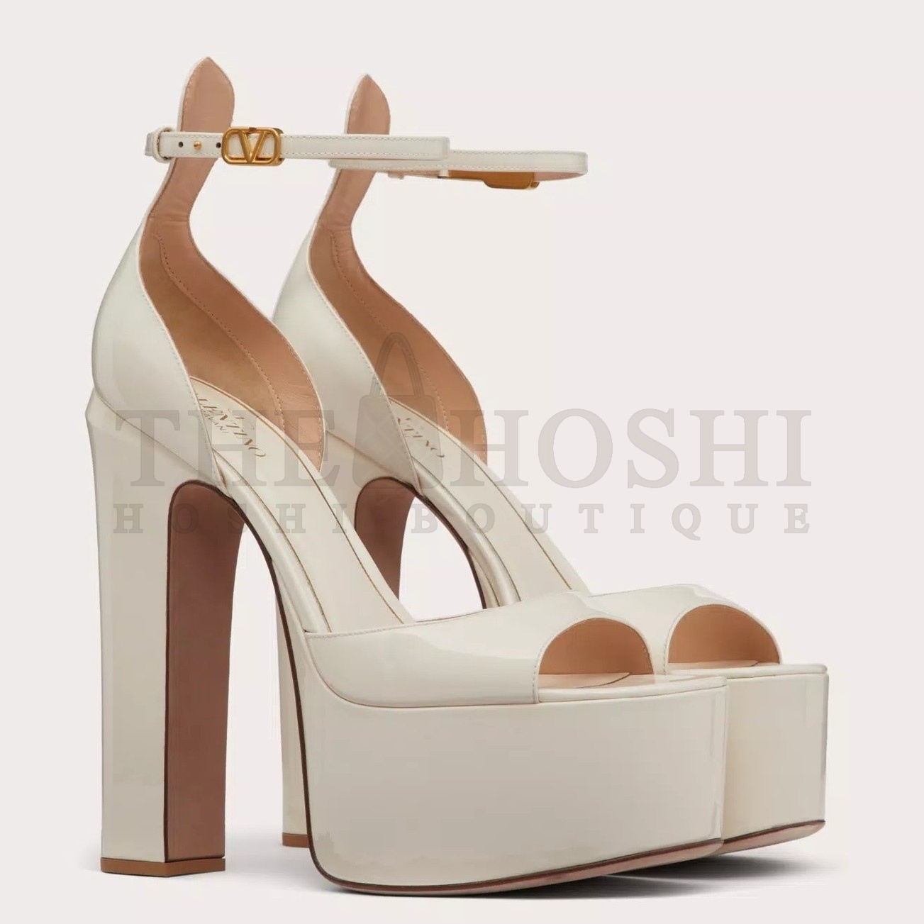 Va1e*ntin0 Tan-Go Platform Sandals 155mm In White Patent Leather Master Quality
