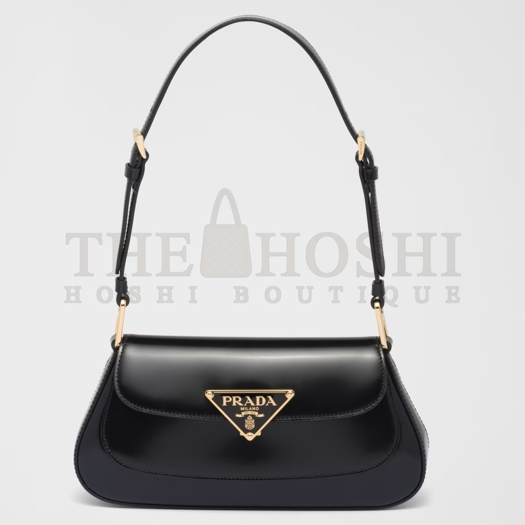 Pra*a Shoulder Bag in Black Brushed Calfskin Master Quality