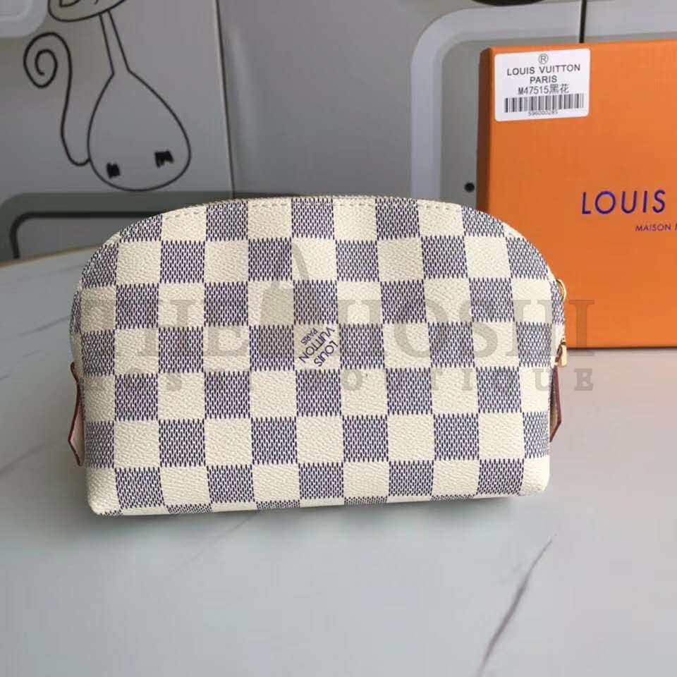 L0vis Vvtt0n LV Women Cosmetic Pouch Damier Azur Canvas-Grey Master Quality