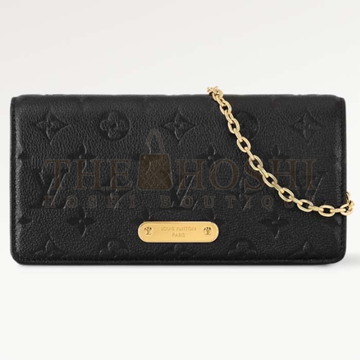 L0vis Vvtt0n LV Women Wallet On Chain Lily Black Monogram Empreinte Embossed S*pple Grained Cowhide Leather Master Quality