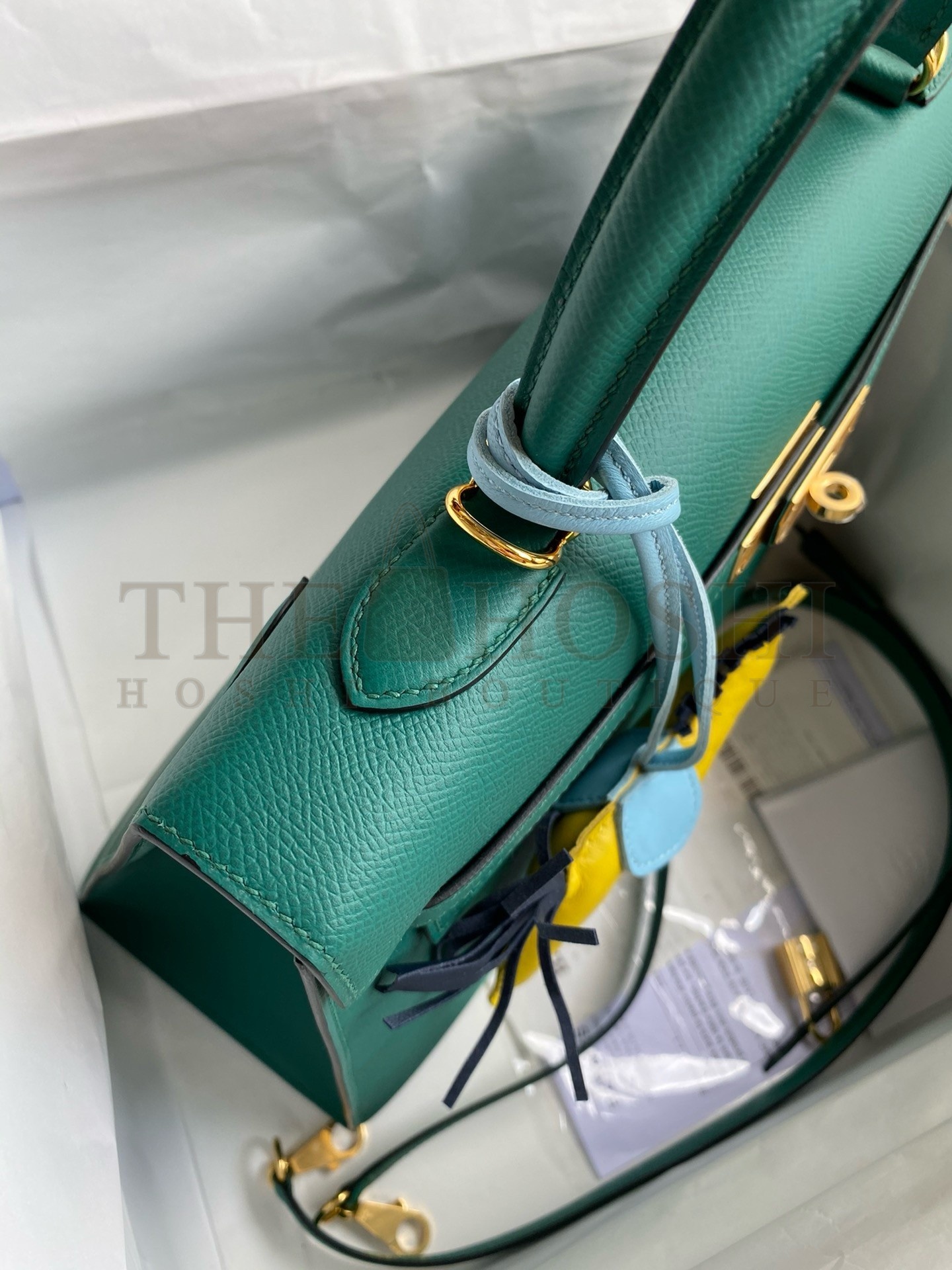 H**me5 Kelly Sellier 35 Handmade Bag In Malachite Epsom Calfskin Master Quality