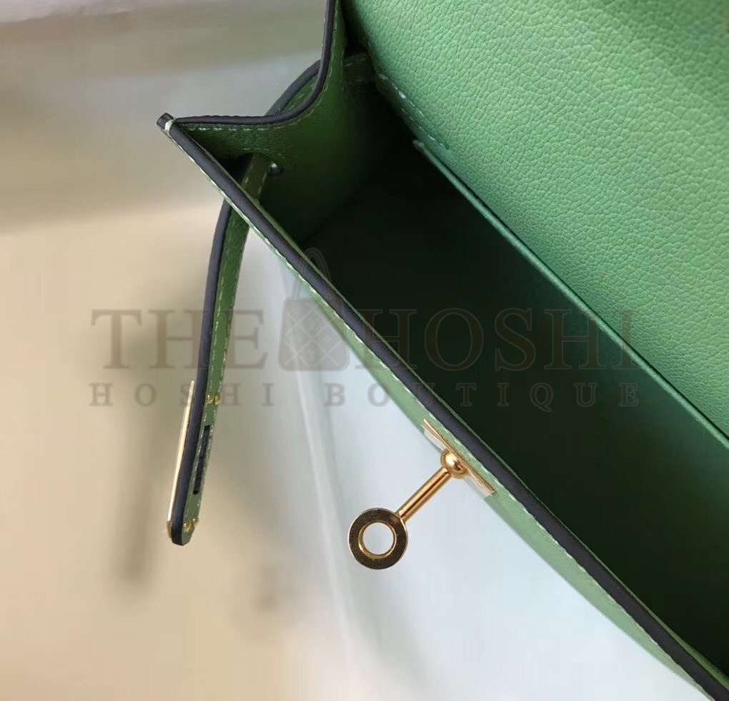 H**me5 Kelly Mini II Bag In Vert Criquet Epsom Leather Master Quality
