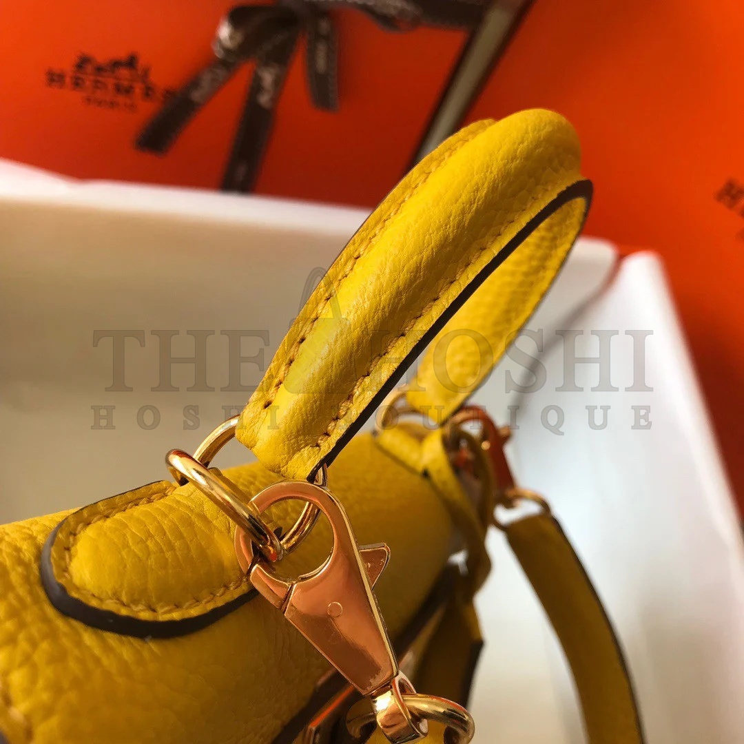 H**me5 Kelly 20cm Bag In Yellow Clemence Leather GHW Master Quality