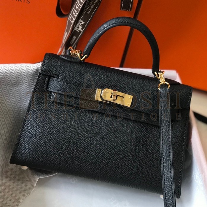 H**me5 Kelly Mini II Sellier Bag In Black Epsom Leather Master Quality