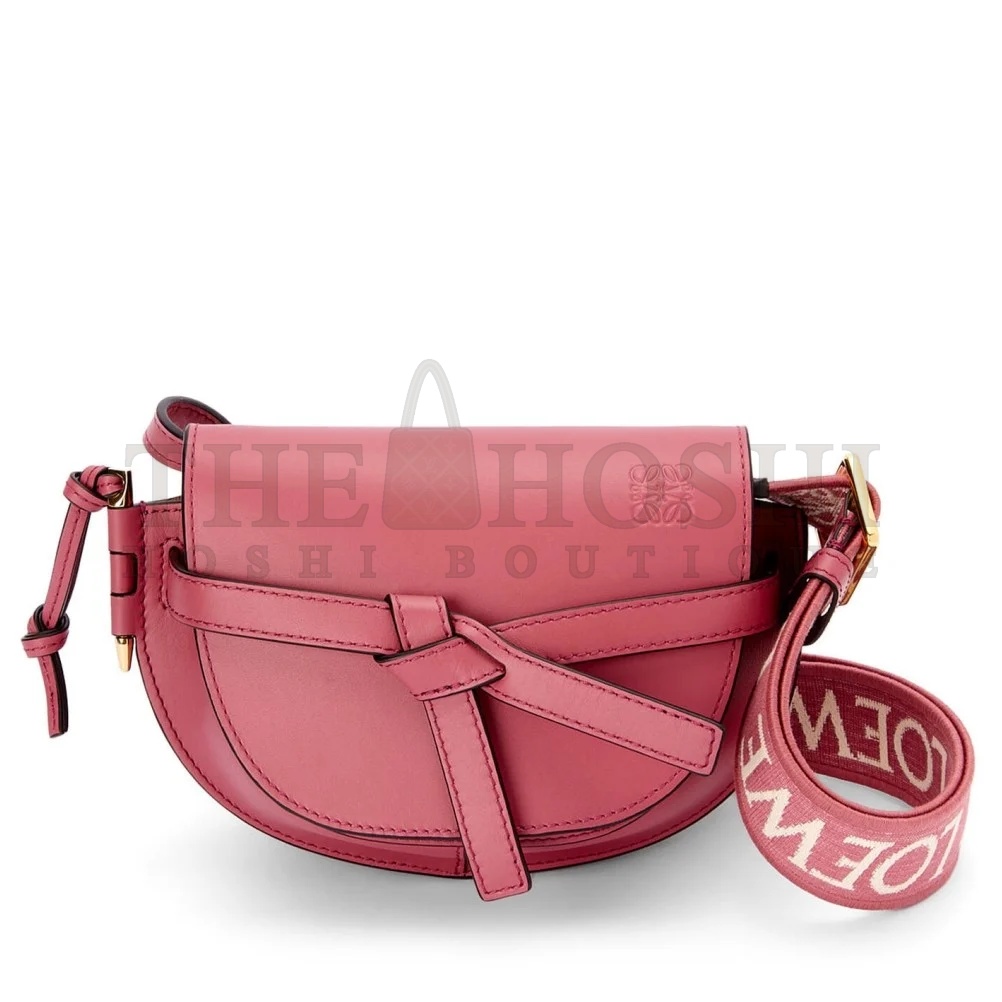 L0ew* Mini Gate Dual Bag In Plumrose Calfskin Master Quality