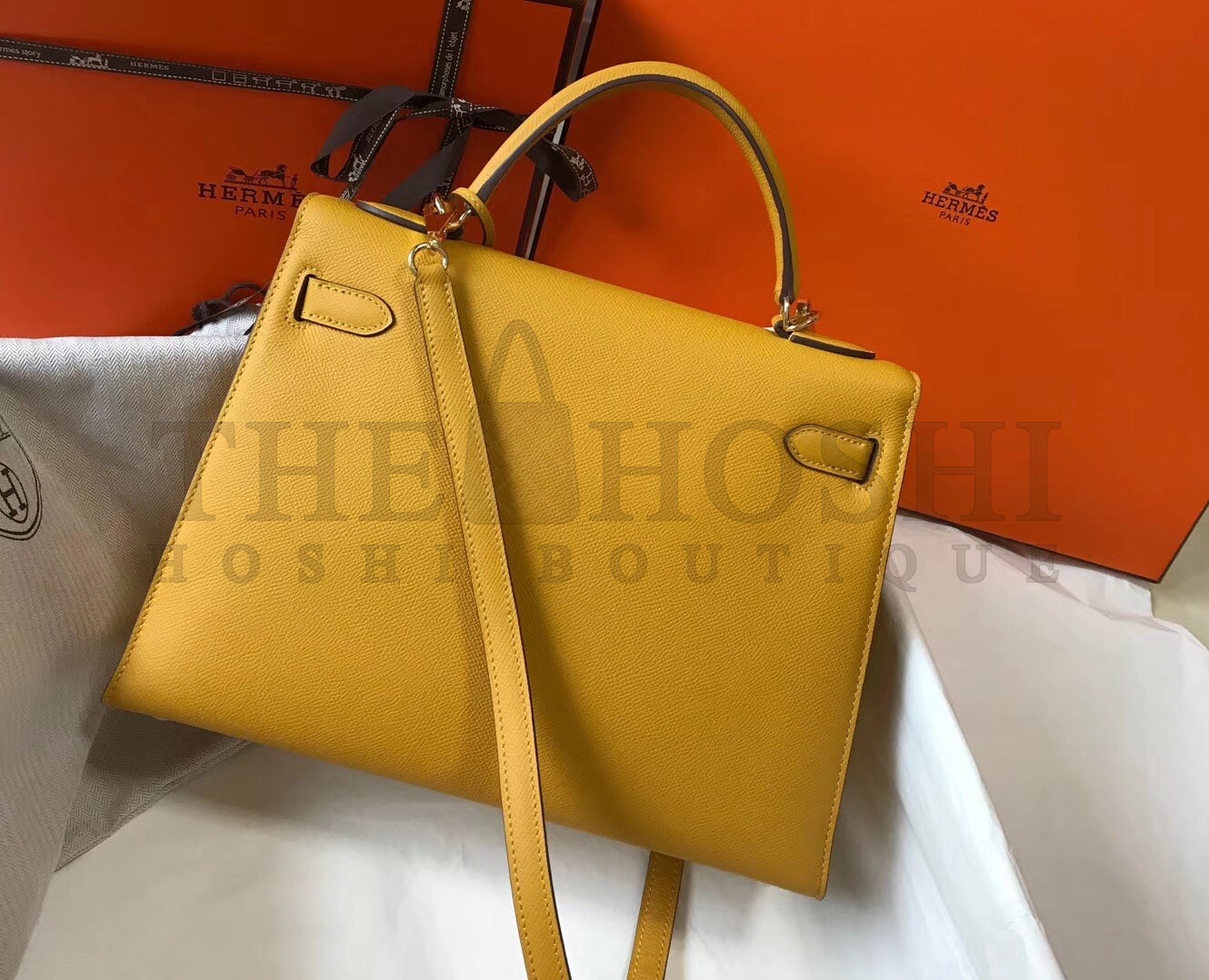 H**me5 Yellow Epsom Kelly 32cm Sellier Bag Master Quality