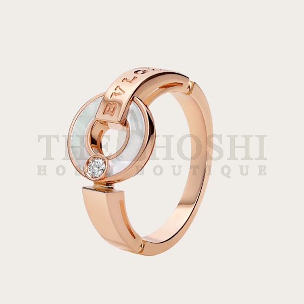 Bv1g*ai Women Openwork 18 KT Rose Gold Ring Master Quality