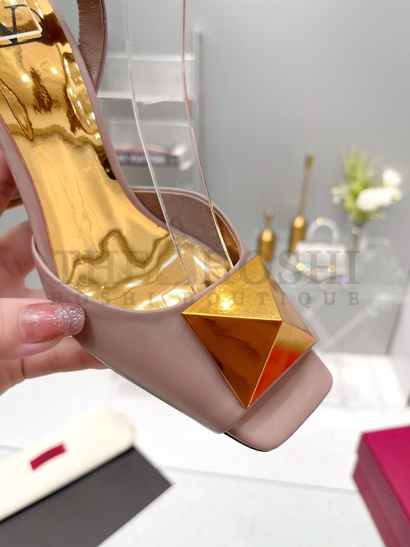 Va1e*ntin0 One Stud Sandals 90mm In Rose Cannelle Calfskin Master Quality