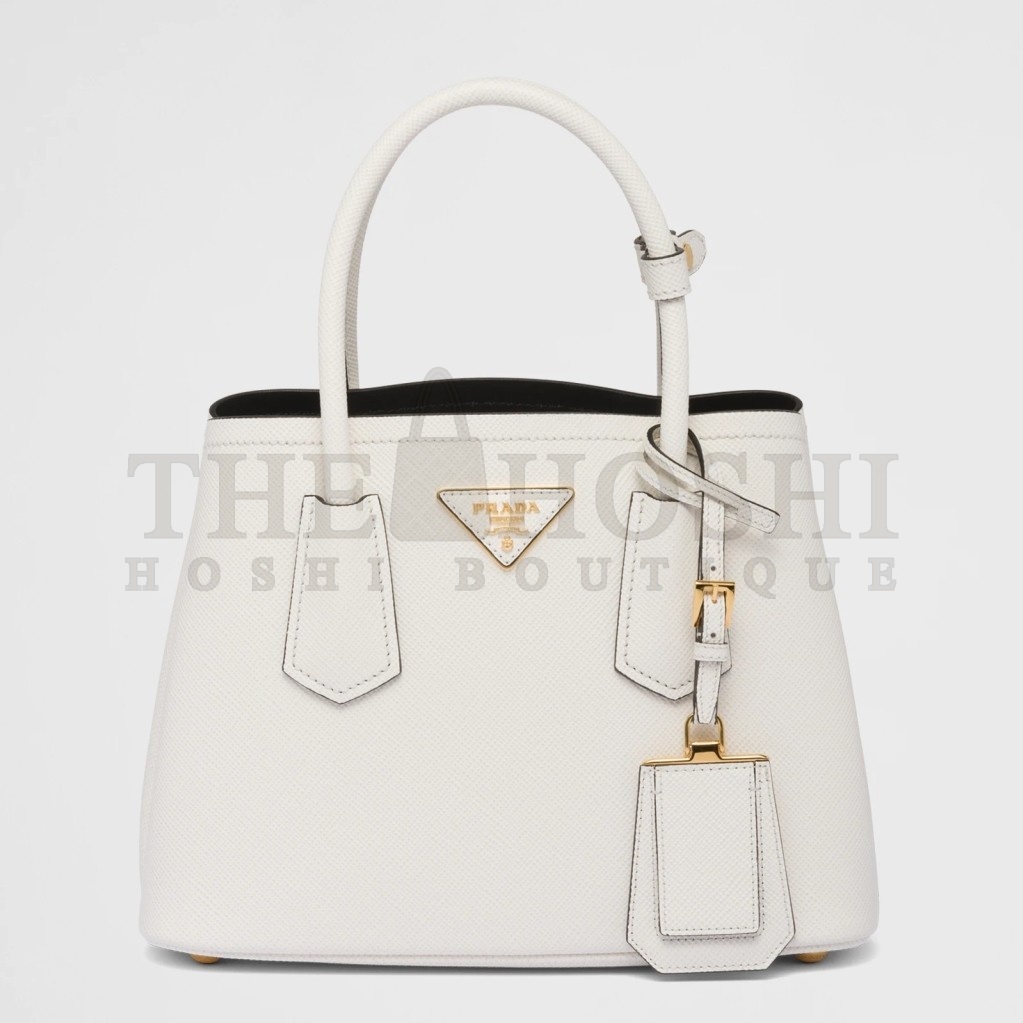Pra*a Double Mini Bag In White Saffiano Leather Master Quality