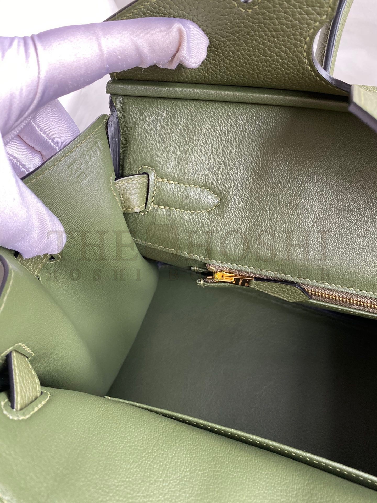 H**me5 Birkin 30 Retourne Handmade Bag In Green Clemence Leather Master Quality