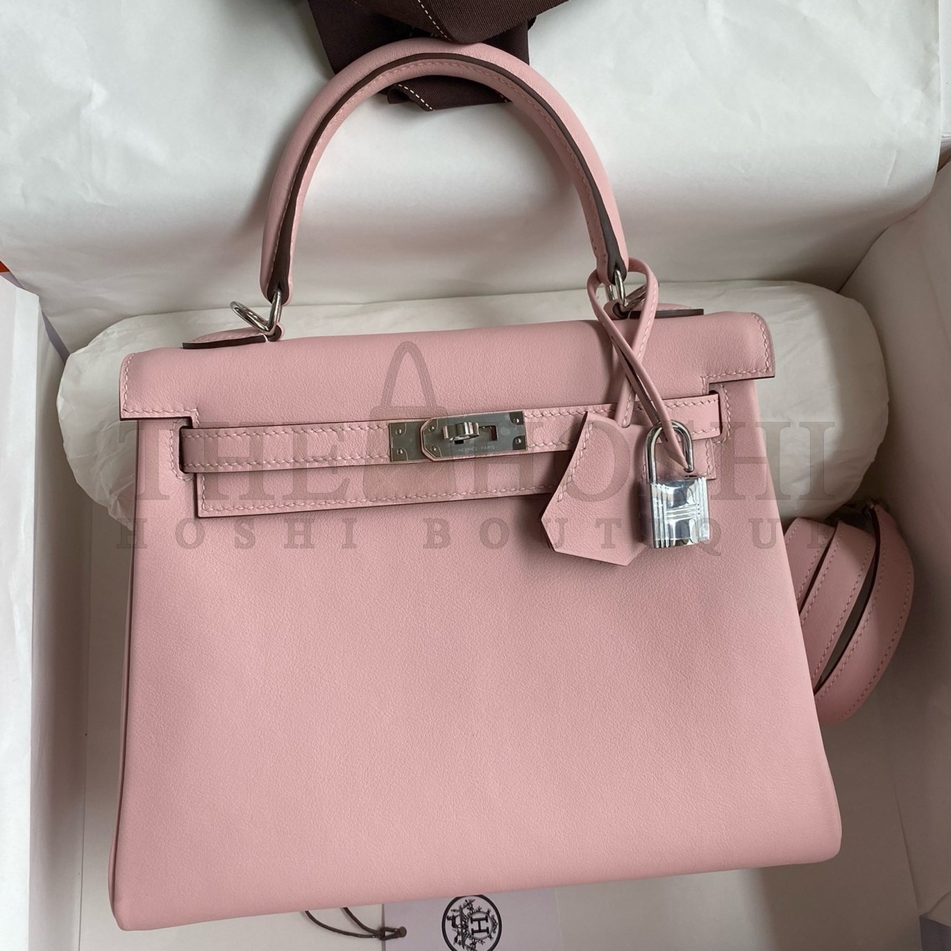 H**me5 Kelly Retourne 25 Handmade Bag In Rose Sakura Swift Calfskin Master Quality