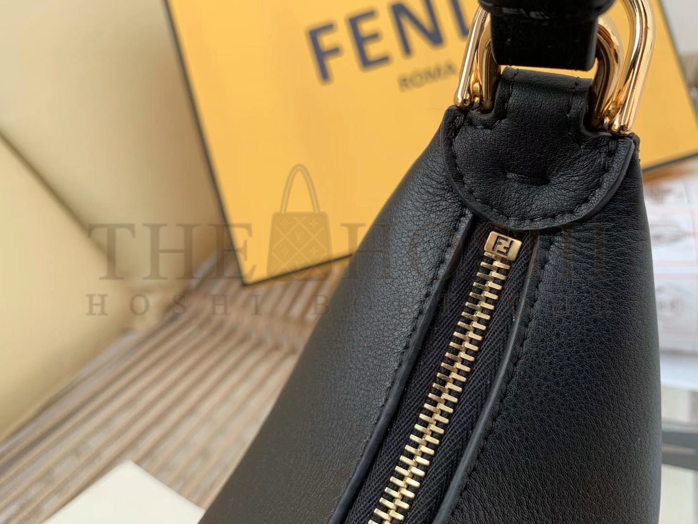 F**di F**digraphy Small Hobo Bag In Black Leather Master Quality