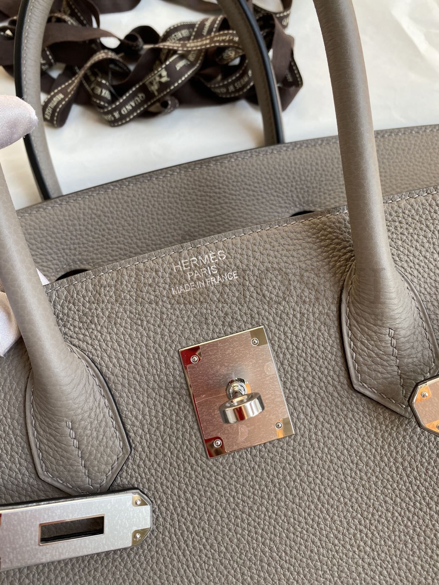 H**me5 Birkin 35 Retourne Handmade Bag In Gris Asphalt Clemence Leather Master Quality