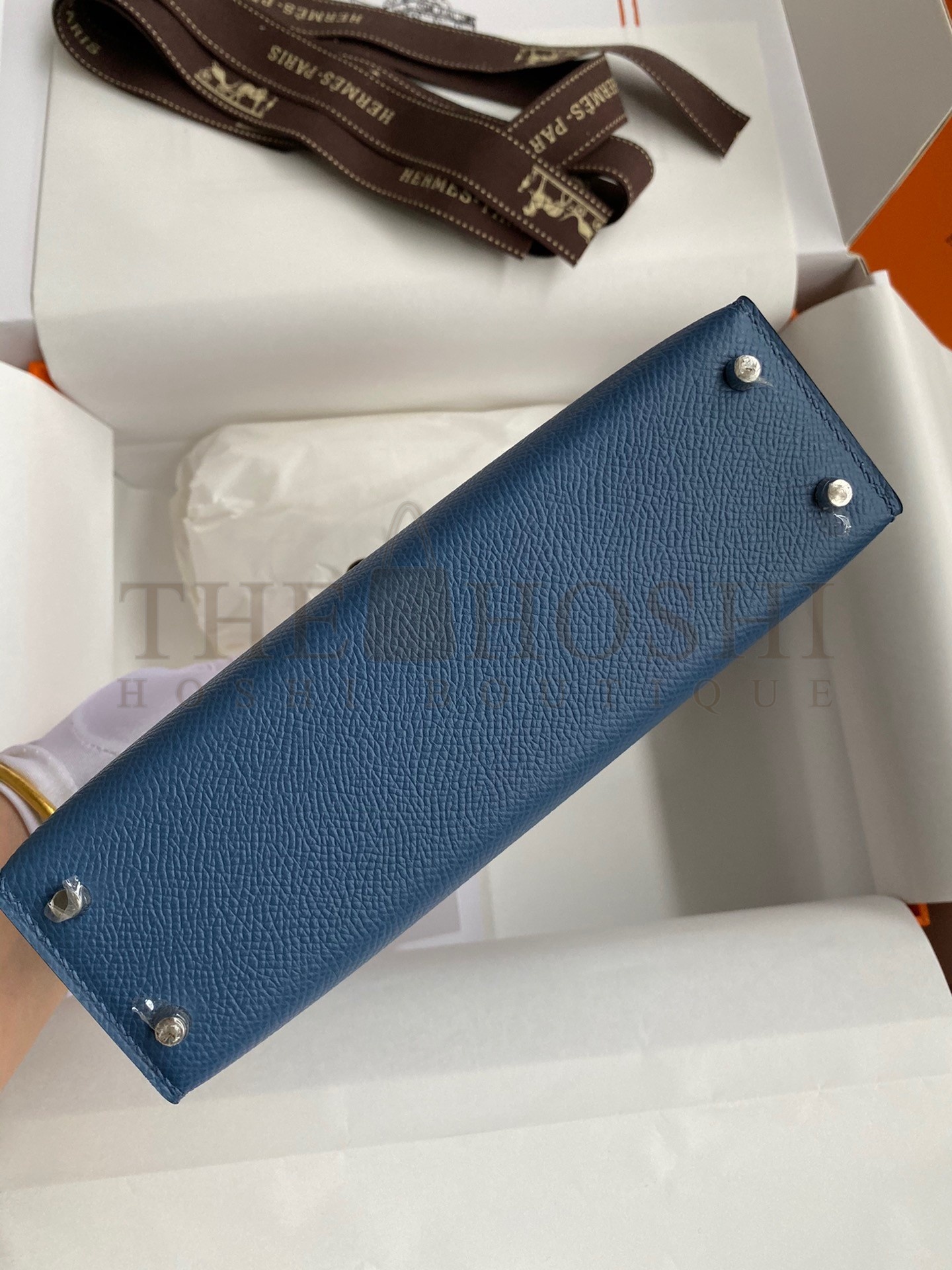 H**me5 Kelly Mini II Sellier Handmade Bag In Blue Agate Epsom Calfskin Master Quality