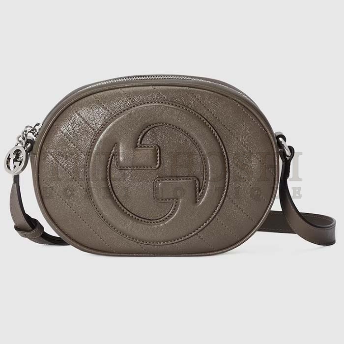 Gvc*1 Women GG Blondie Mini Shoulder Bag Brown Leather Round Interlocking G Patch Master Quality