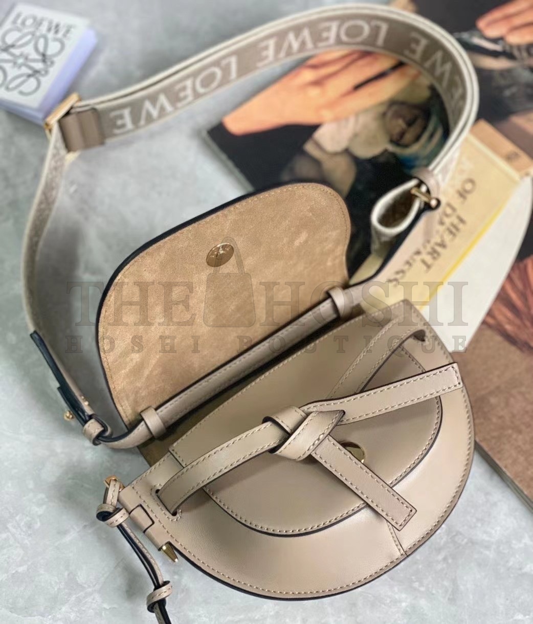 L0ew* Mini Gate Dual Bag In Sand Calfskin Master Quality