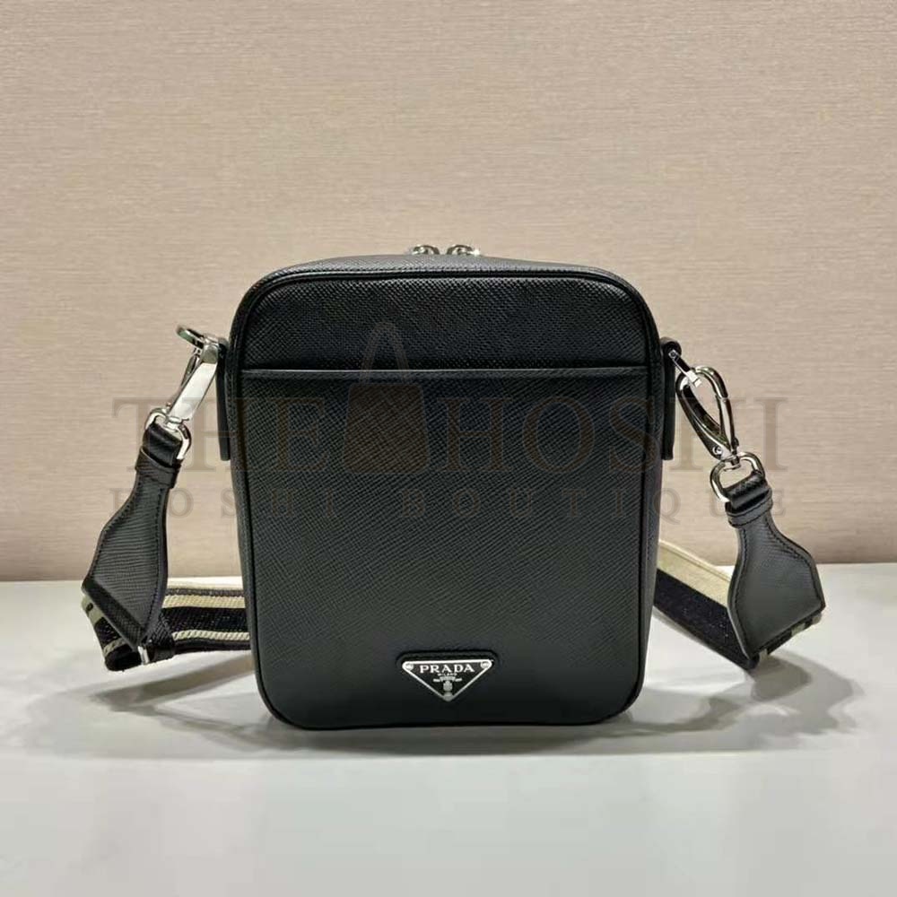 Pra*a Women Saffiano Leather Shoulder Bag-Black Master Quality