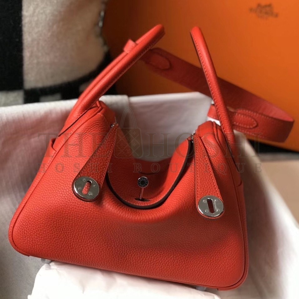 H**me5 Lindy 26cm Bag In Red Clemence With PHW Master Quality