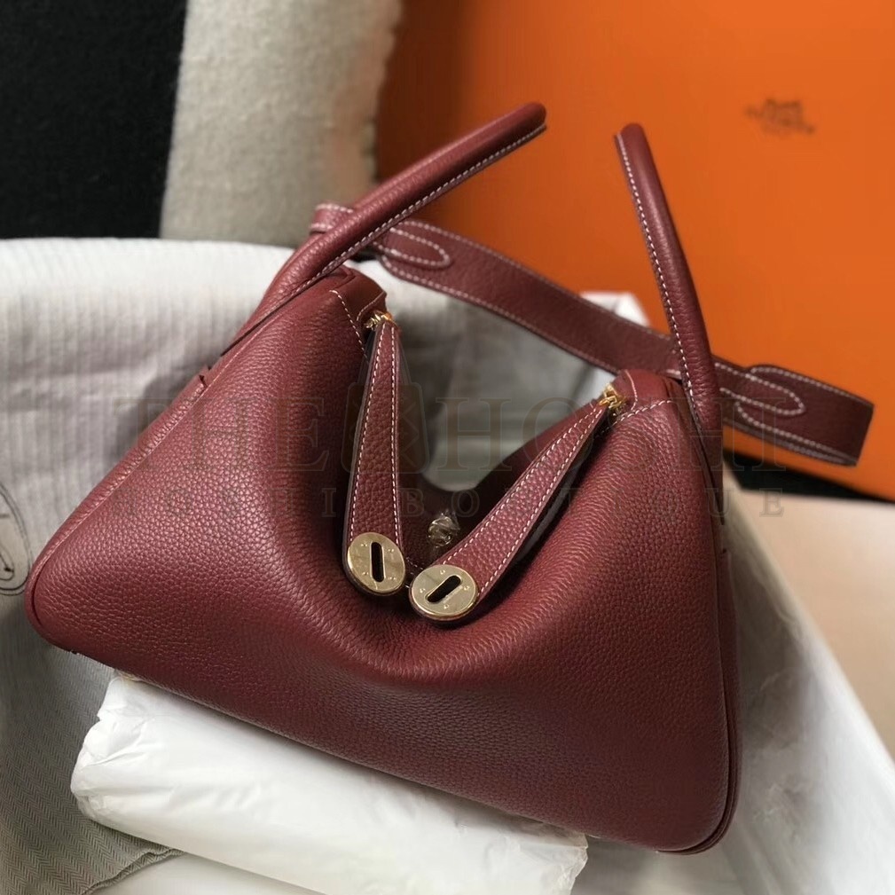 H**me5 Lindy 30cm Bag In Bordeaux Clemence Leather Master Quality