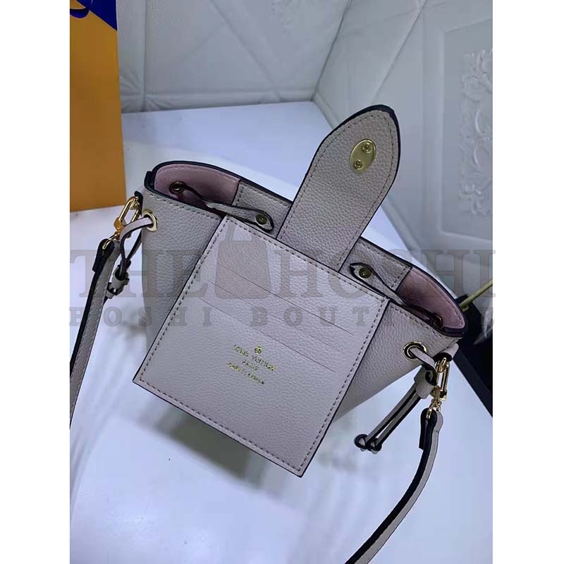 L0vis Vvtt0n LV Women Nano Lockme Bucket Bag Greige Beige Grained Calf Master Quality