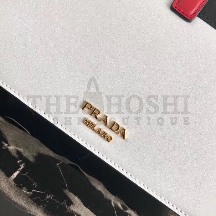 Pra*a Belle Shoulder Bag In Black/White Calfskin Master Quality