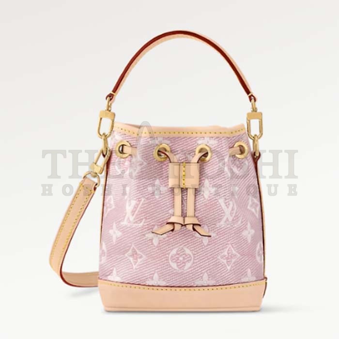 L0vis Vvtt0n LV Women Nano Noé Bucket Bag Pink Monogram Coated Canvas Cowhide Leather Master Quality