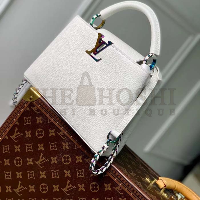 L0vis Vvtt0n LV Women Capucines BB Handbag Snow White Taurillon Leather Cowhide Lining Master Quality