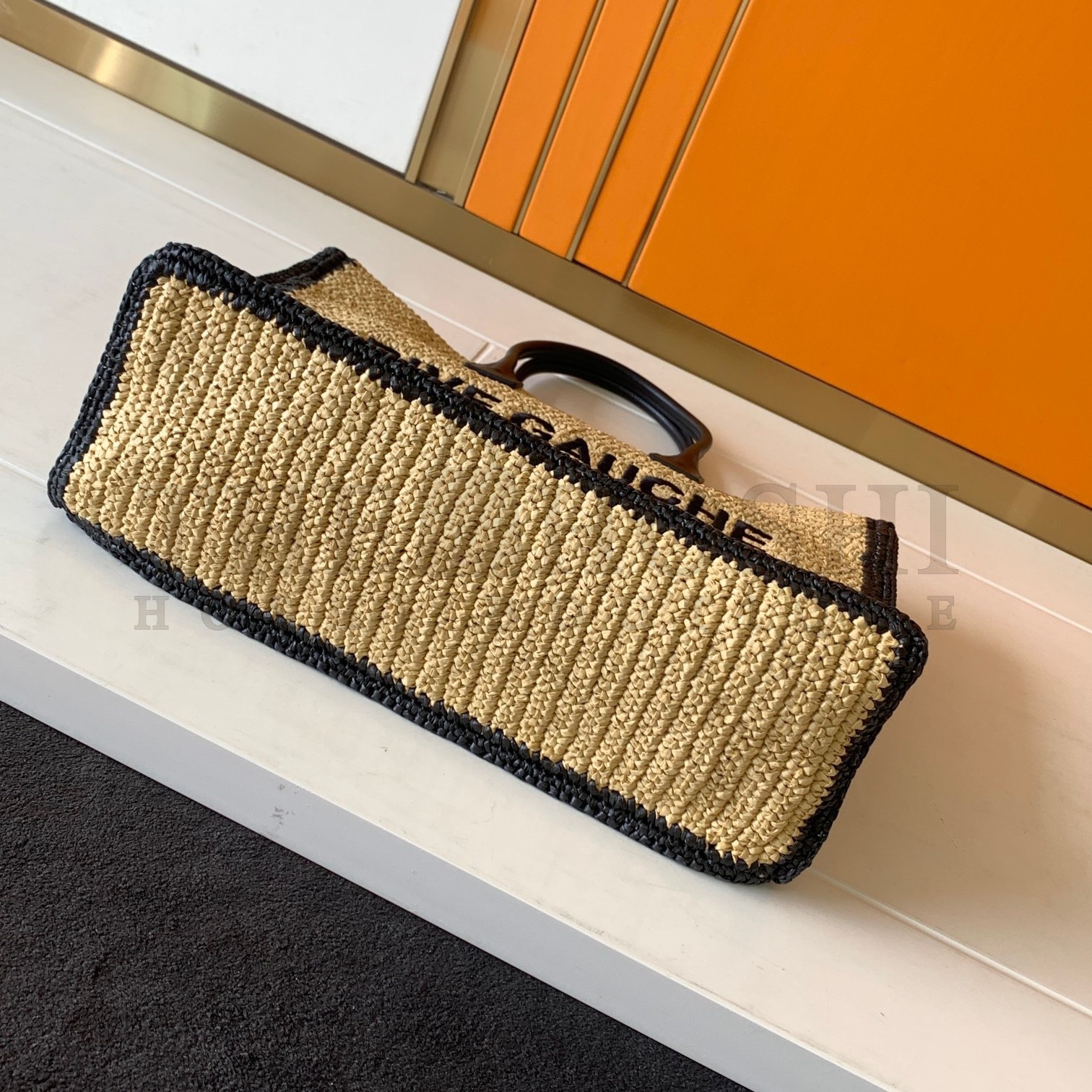 Sa1nt Lau*nt Rive Gauche Tote Bag in Beige Raffia and Leather Master Quality