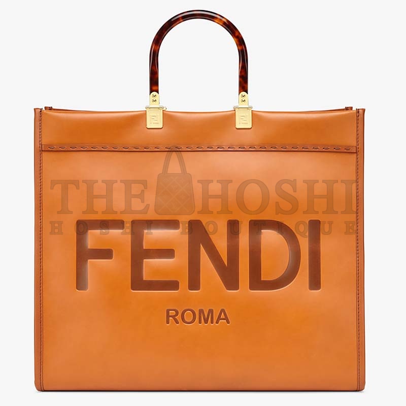 F**di Women Sunshine Shopper Bag Brown Leather Shopper “F**di ROMA” Master Quality