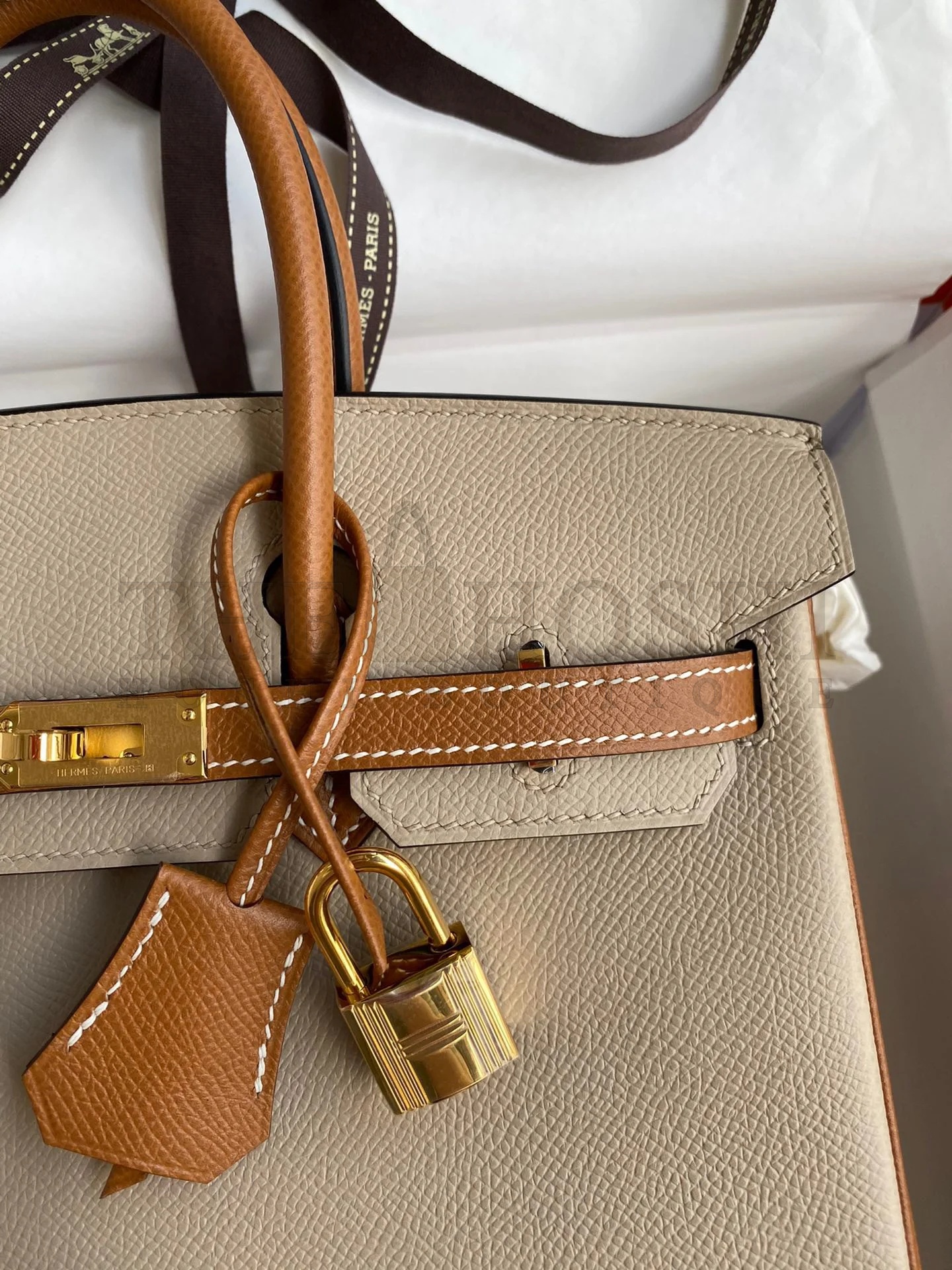 H**me5 HSS Birkin 25 Bicolor Bag in Trench and Gold Epsom Calfskin Master Quality