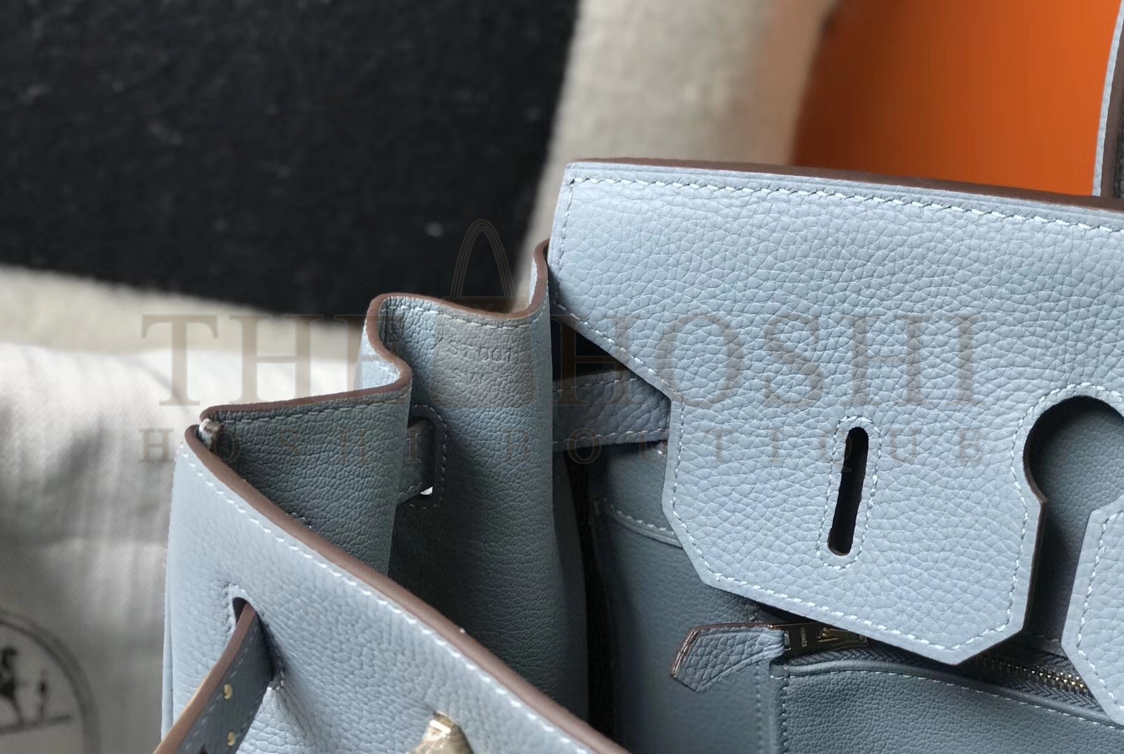 H**me5 Birkin 30cm Bag In Blue Lin Clemence Leather Master Quality