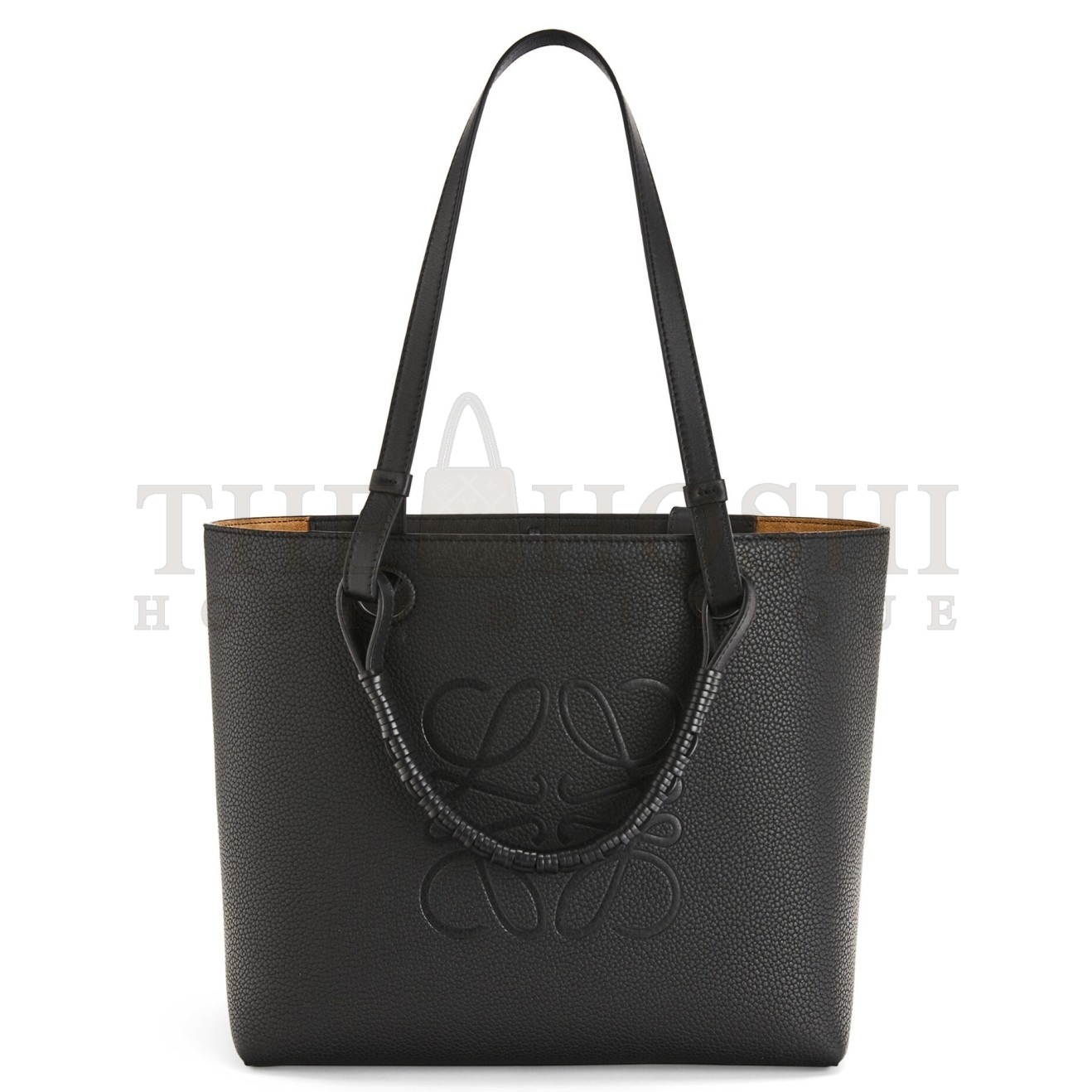 L0ew* Small Anagram Tote In Black Grained Calfskin Master Quality