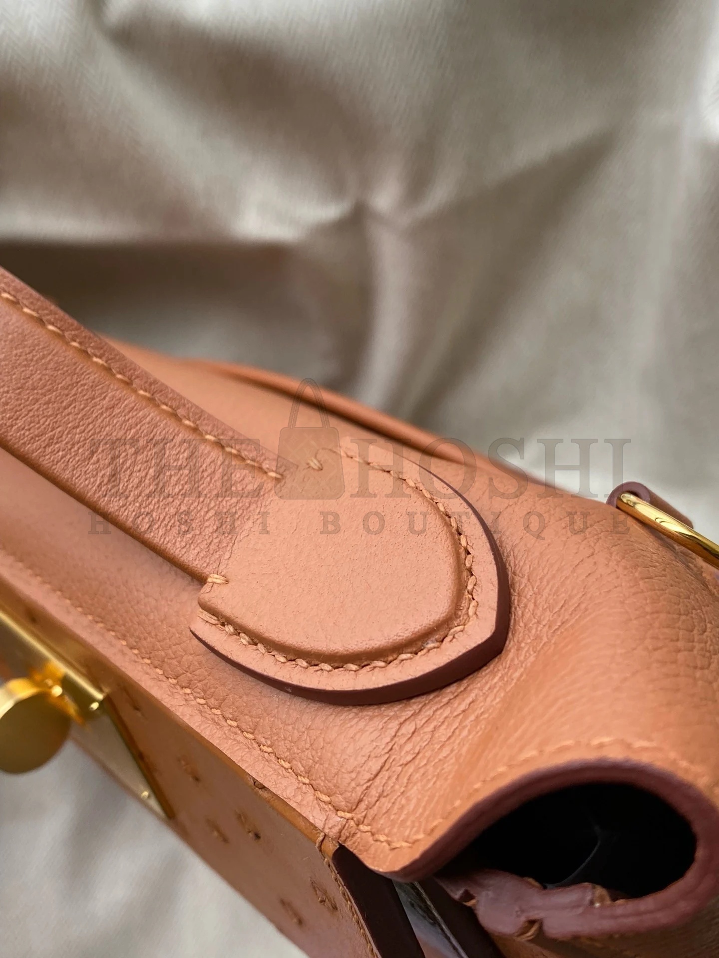 H**me5 24/24 Mini 21 Touch Bag in Gold Evercolor and Ostrich Leather Master Quality