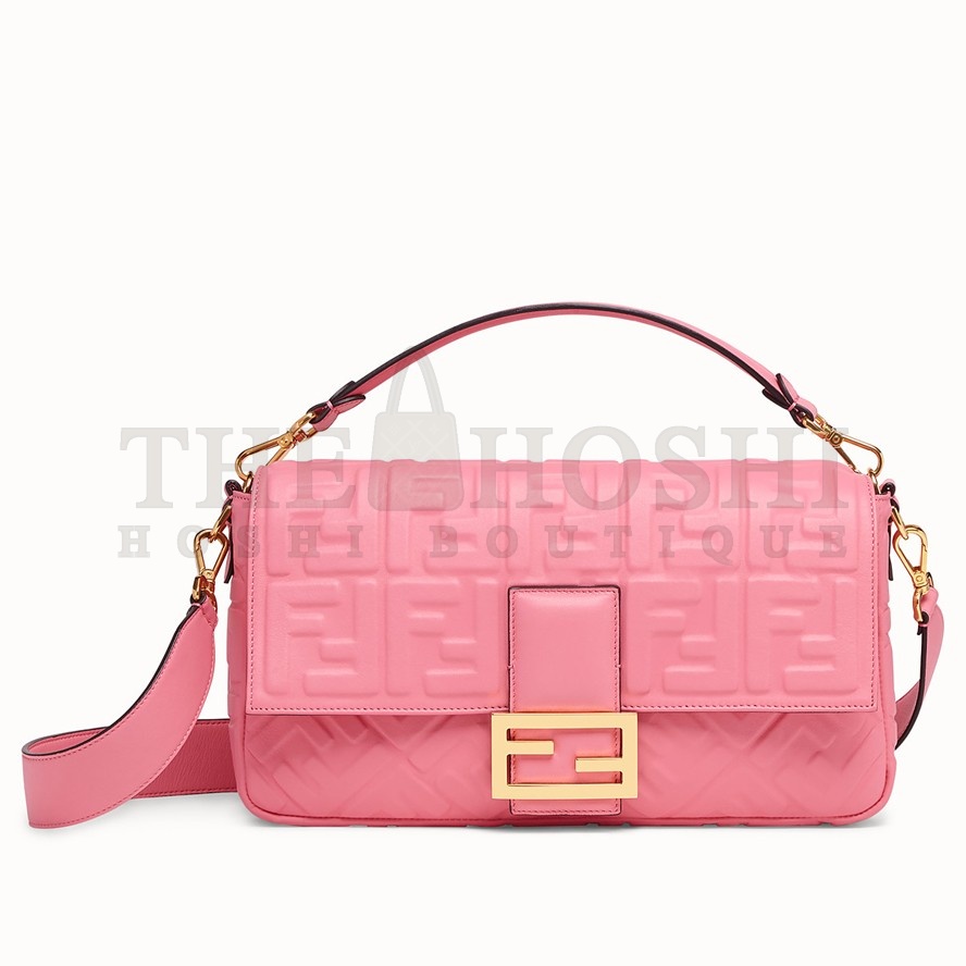 F**di Large Baguette Bag In Pink FF Nappa Leather Master Quality