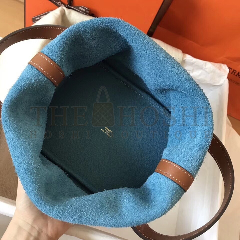 H**me5 Bicolor Picotin Lock MM 22cm Blue Jean Bag Master Quality