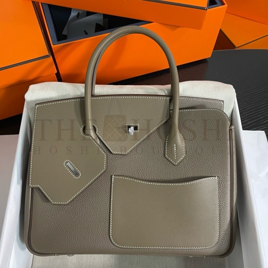 H**me5 Birkin 30 en Desordre Bag in Taupe Swift and Clemence Leather Master Quality