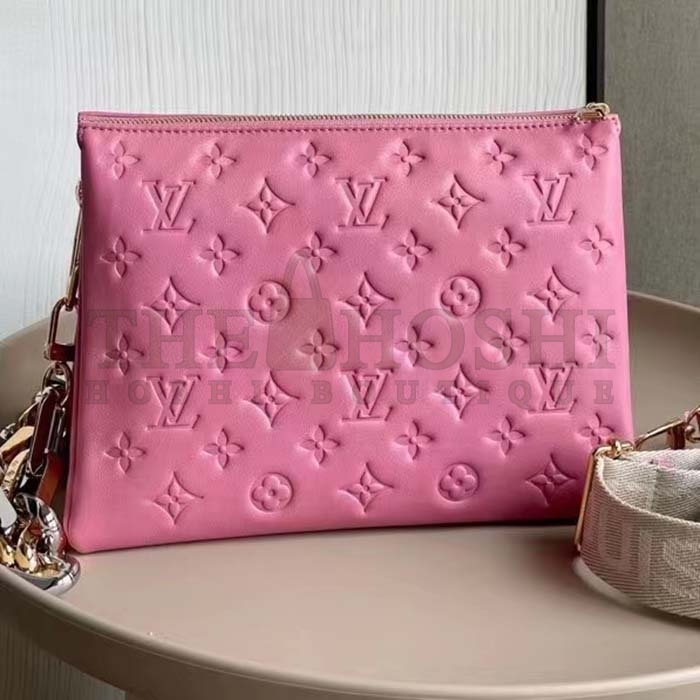 L0vis Vvtt0n LV Women Coussin PM Handbag Rose Bonbon Pink Lambskin Cowhide Leather Master Quality
