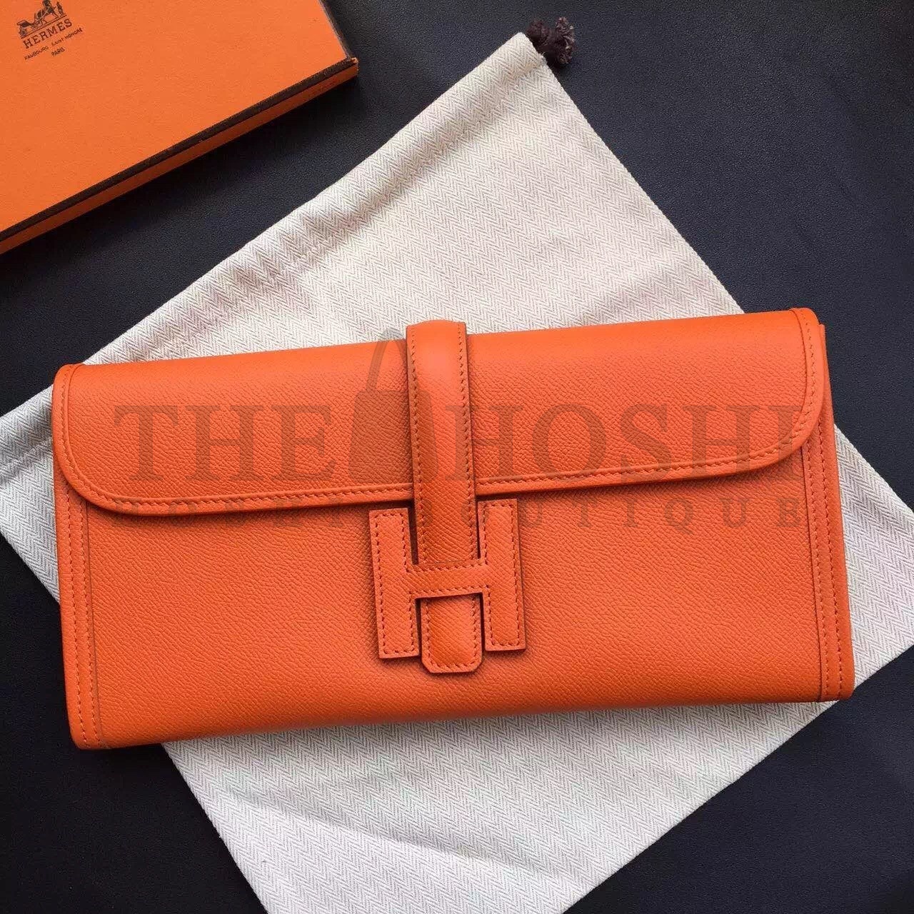 H**me5 Orange Epsom Jige Elan 29 Clutch Bag Master Quality