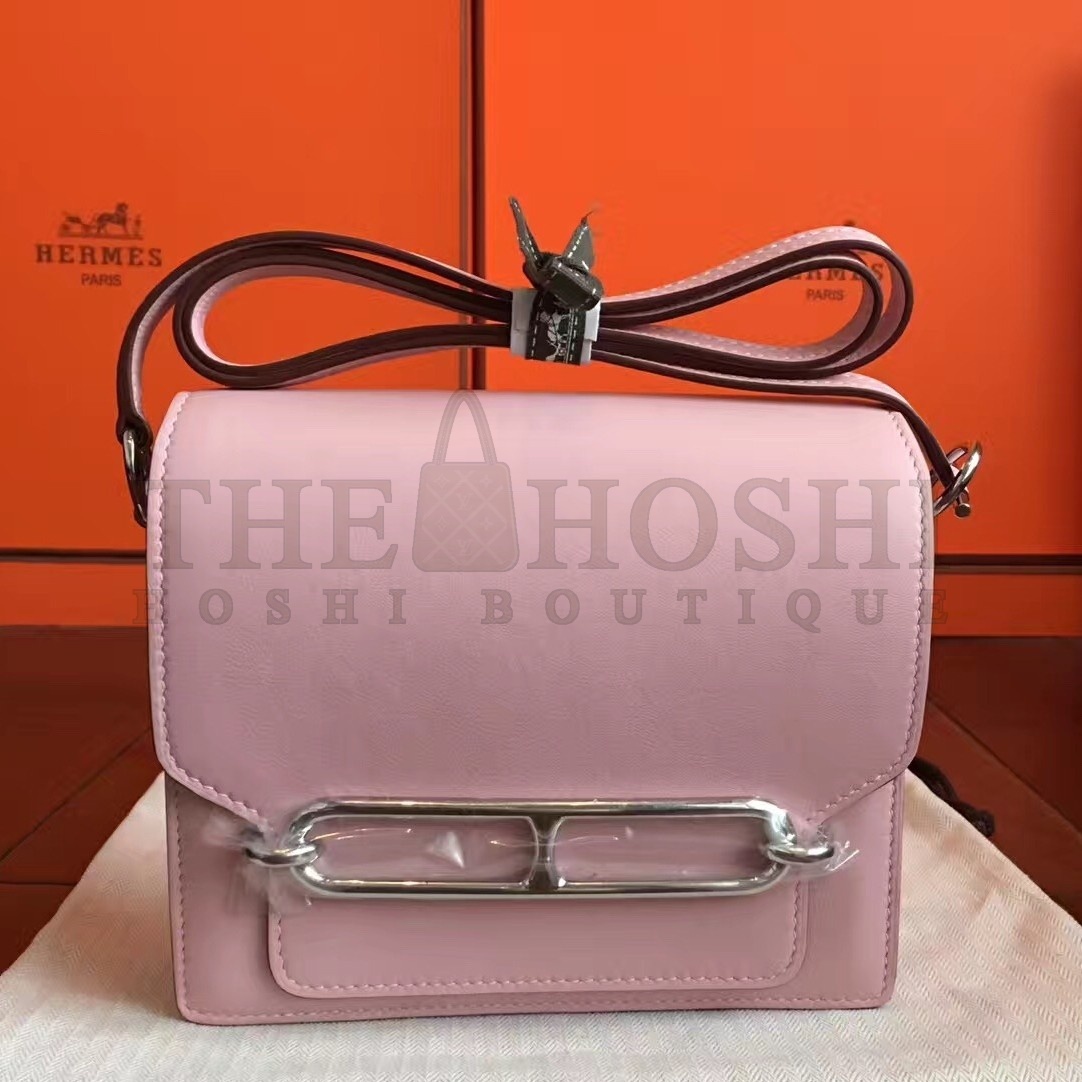 H**me5 Mini Sac Roulis Bag In Rose Dragee Swift Leather Master Quality