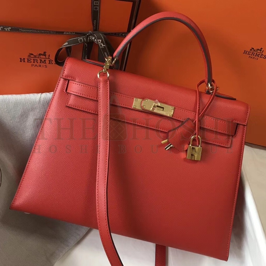 H**me5 Red Epsom Kelly 32cm Sellier Bag Master Quality