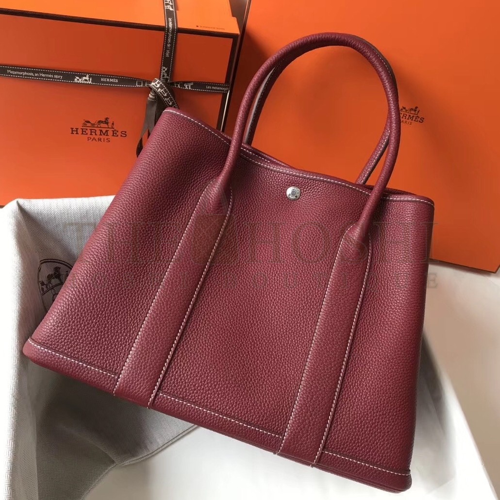 H**me5 Garden Party 36 Bag In Bordeaux Clemence Leather Master Quality