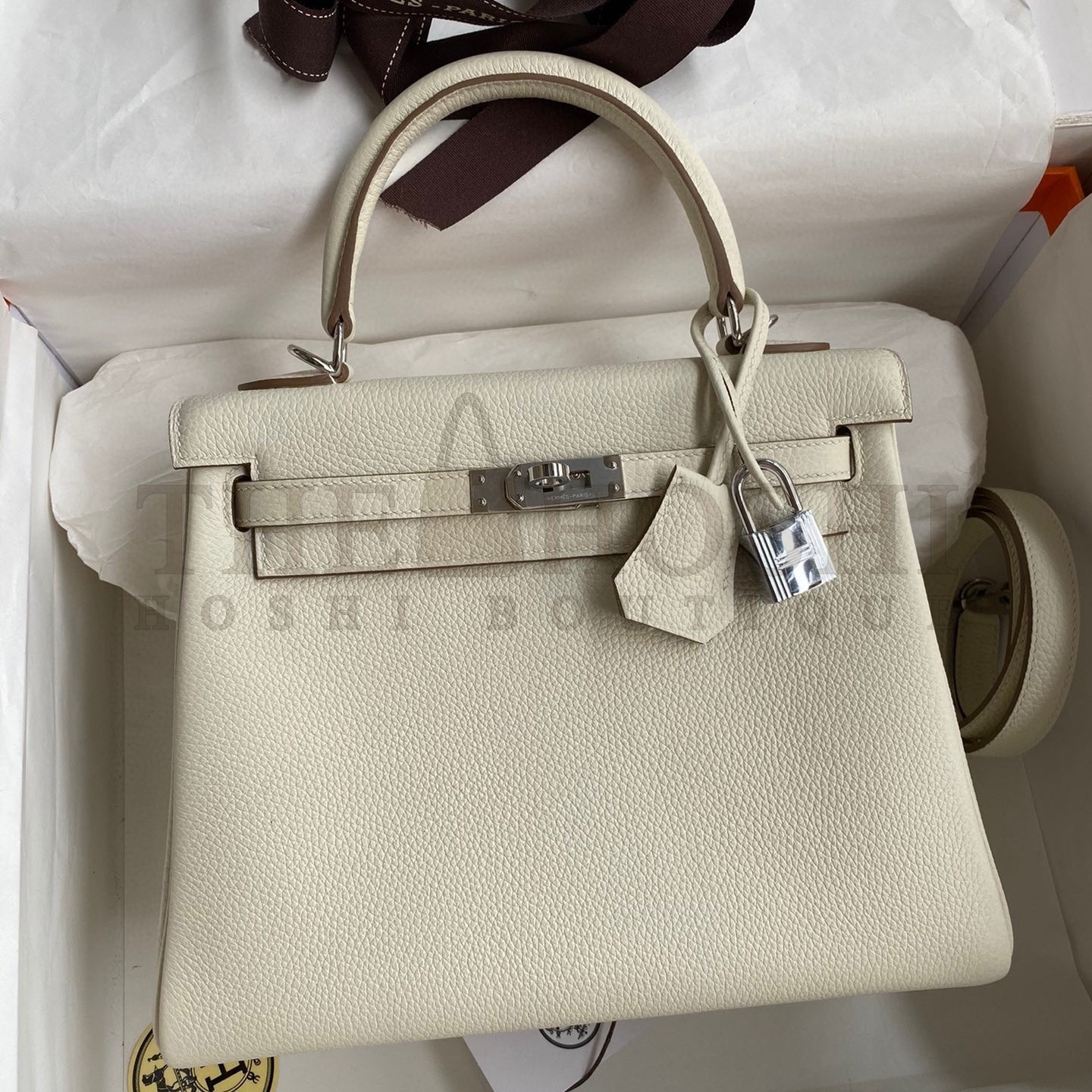 H**me5 Kelly Retourne 25 Handmade Bag In Mushroom Clemence Leather Master Quality