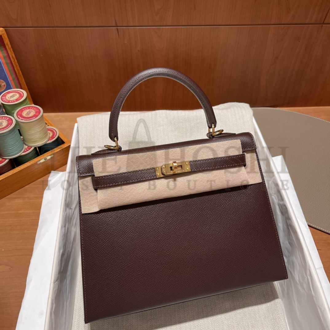 Kelly 28 in chocolate Epsom H**me5 bag 28cm gold hardware Master Quality
