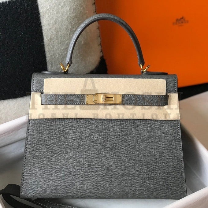 H**me5 Kelly 28cm Sellier Bag in Ardoise Epsom Calfskin GHW Master Quality