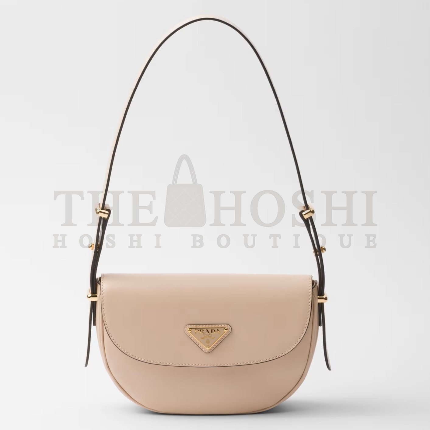 Pra*a Arque Shoulder Bag with Flap in Beige Leather Master Quality