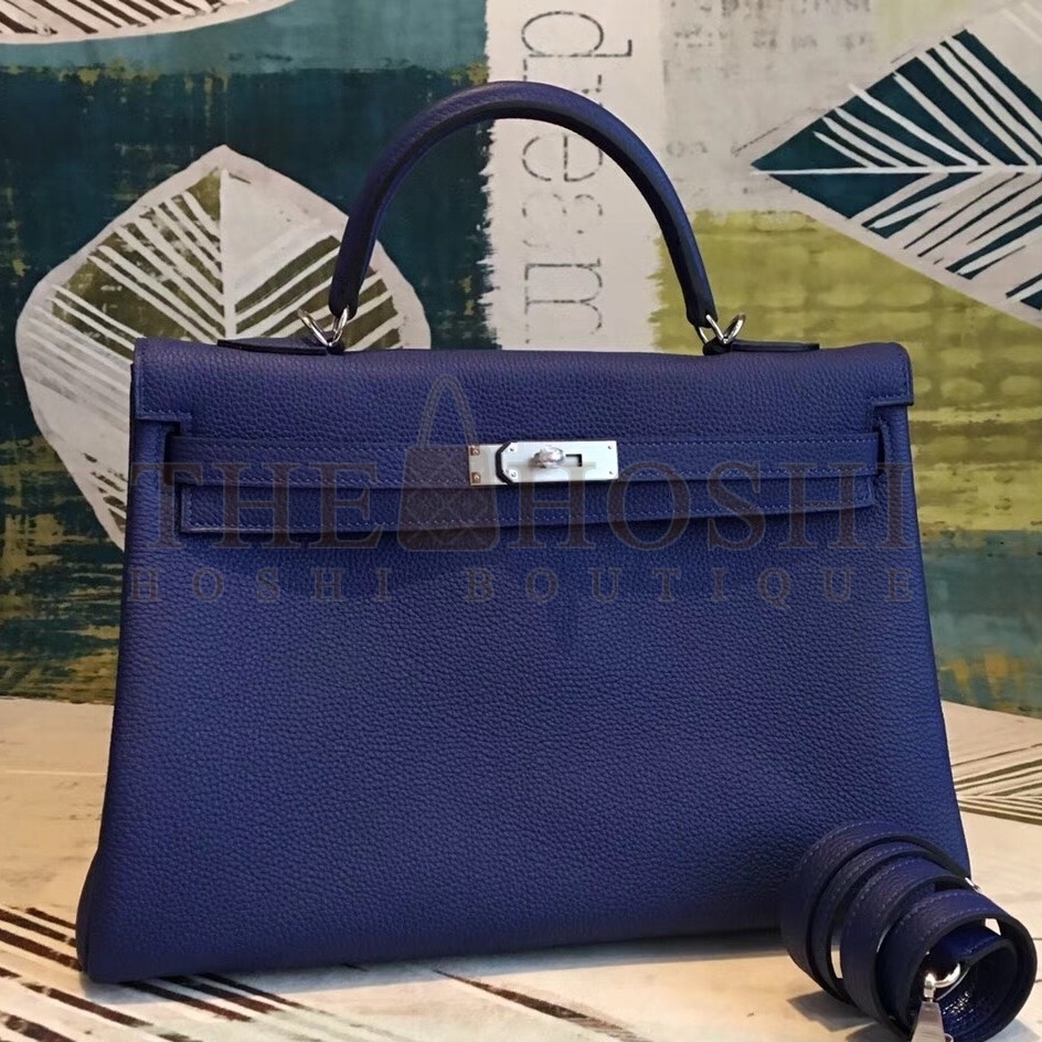 H**me5 Blue Clemence Kelly 35cm Handmade Bag Master Quality