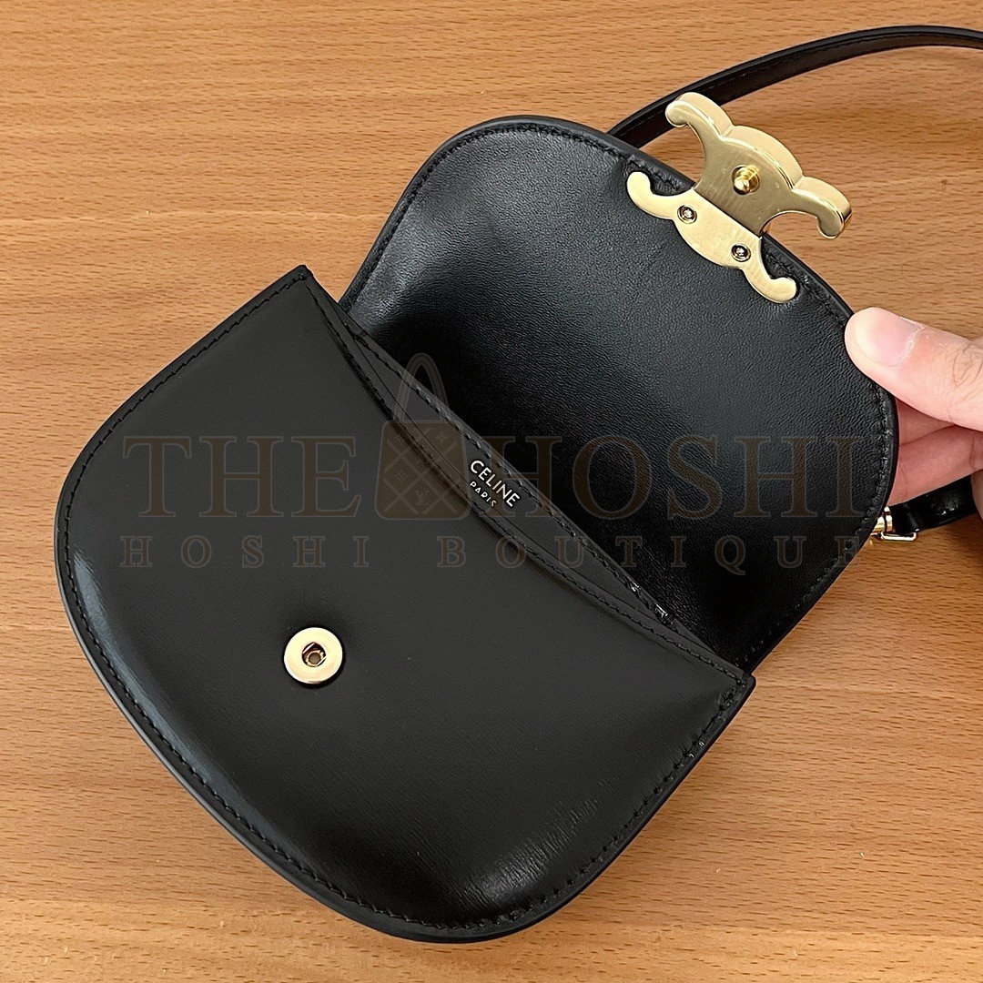 Ce1i*e Mini Besace Clea Bag in Black Calfskin Master Quality